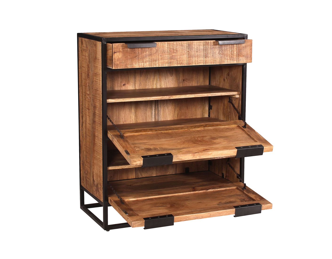 SIDNEY Schuhschrank Natur, Schwarz