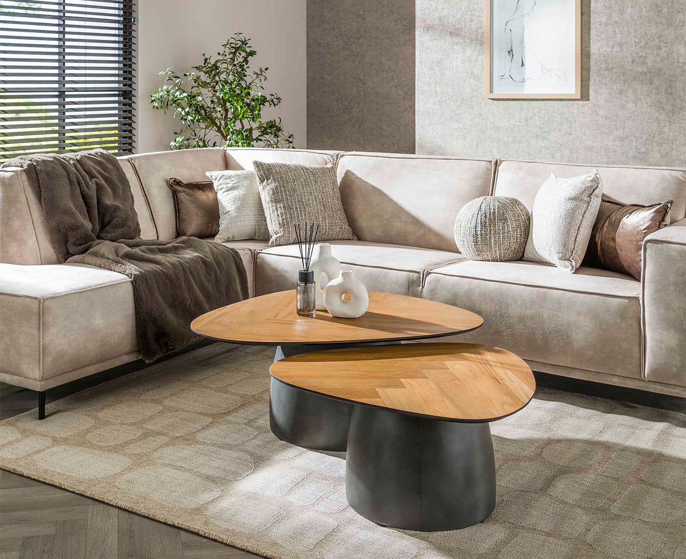 Couchtisch 2er Set Infinite / Recyceltes Teakholz Furnier