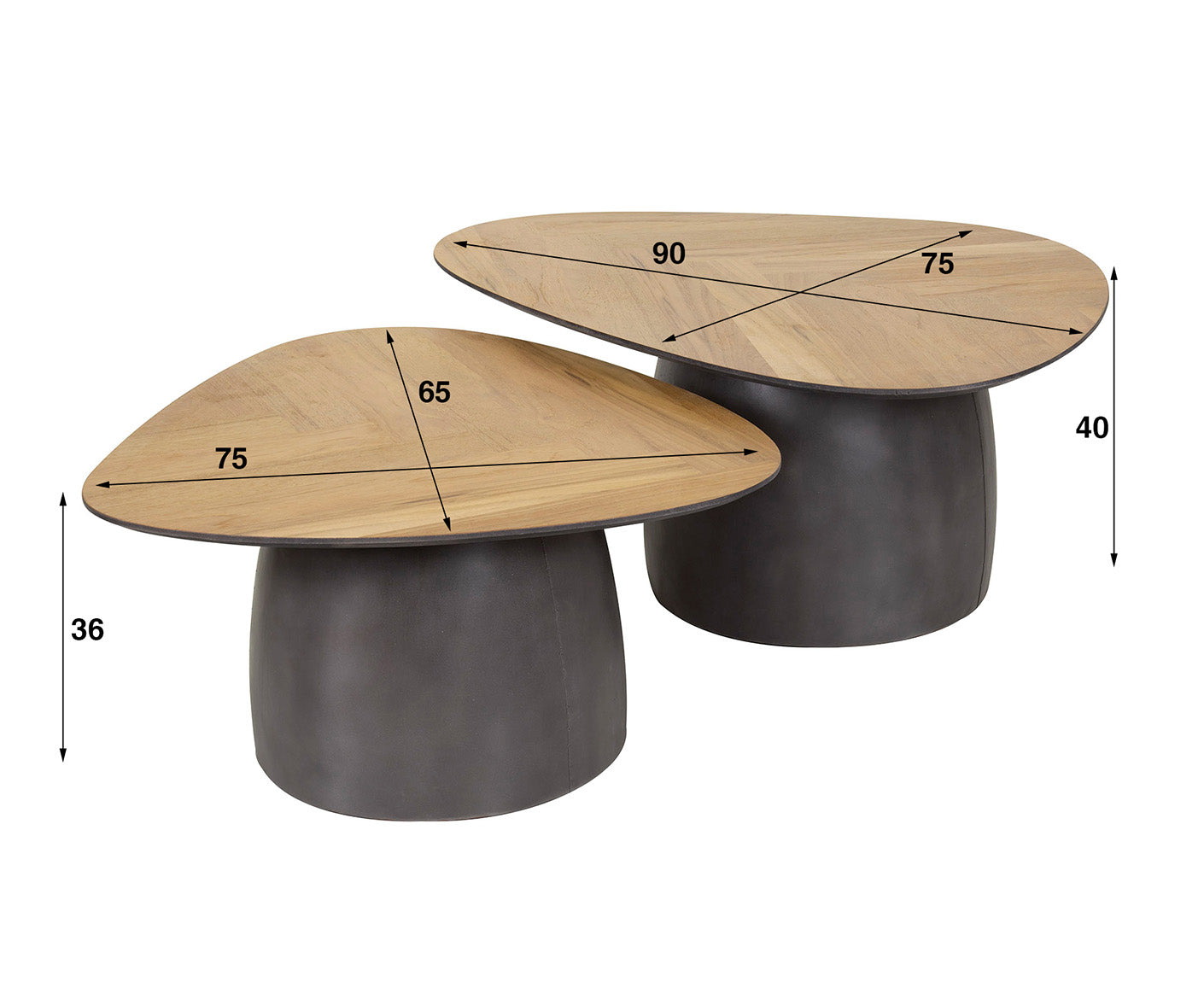 Couchtisch 2er Set Infinite / Recyceltes Teakholz Furnier