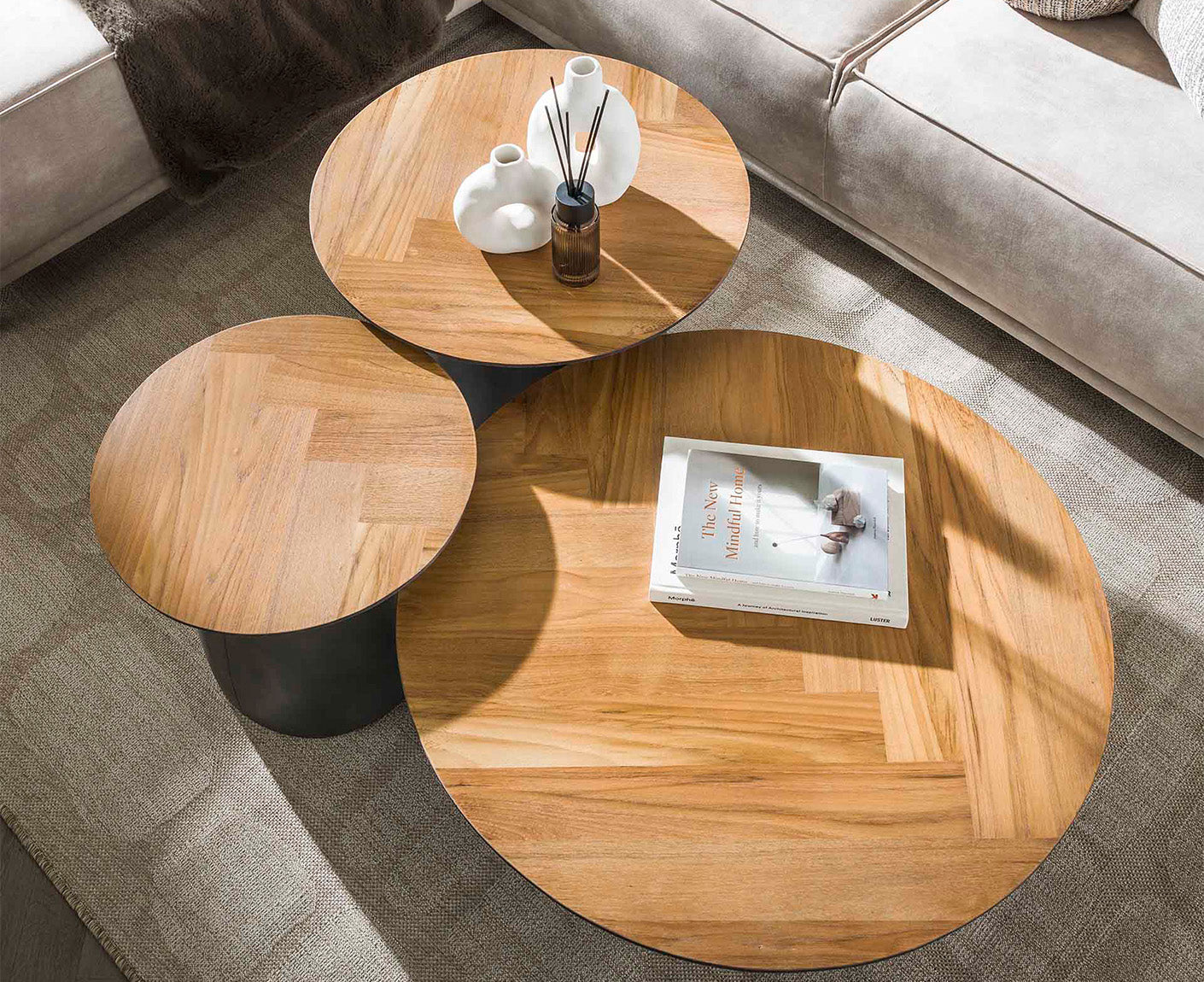 Couchtisch 3er Set Infinite / Recyceltes Teakholz Furnier