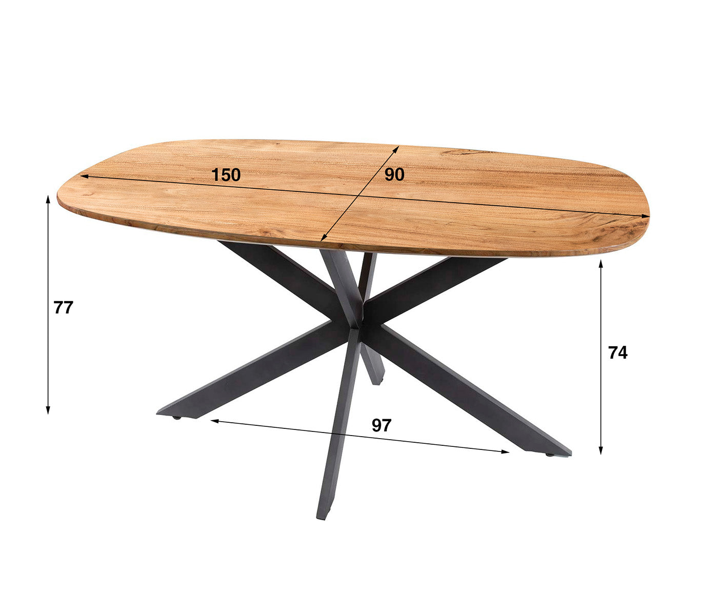 Arhus Solid Esstisch, oval, Akazie Massivholz Natur