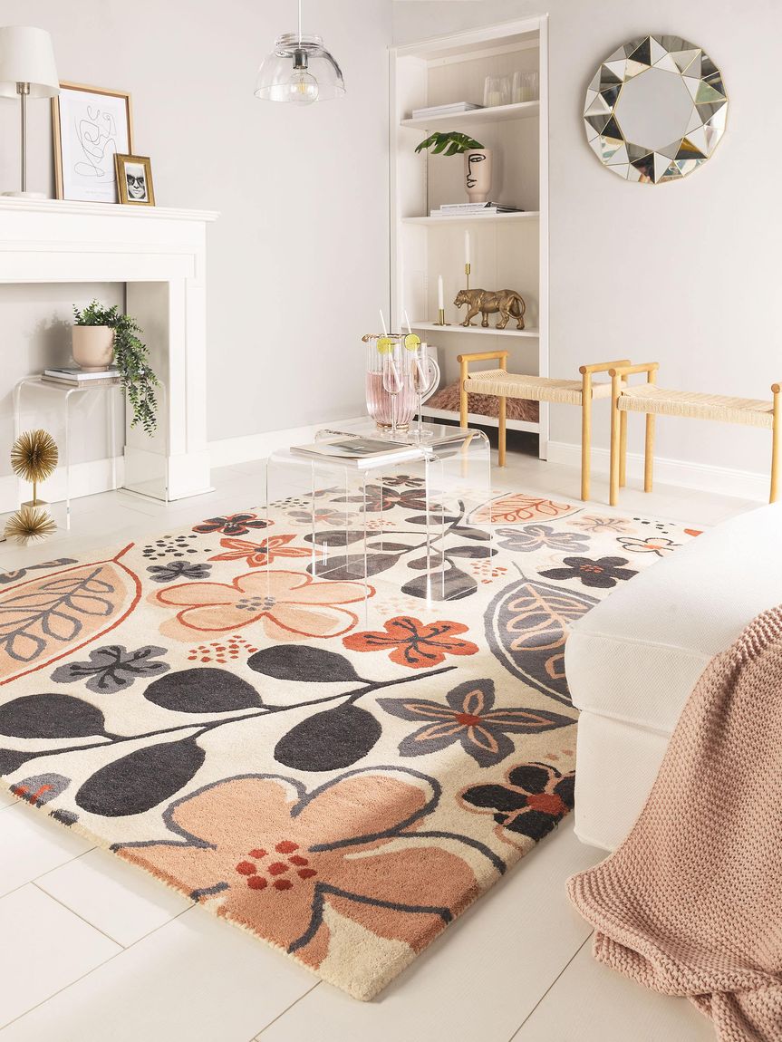 Wollteppich Floral Bunt