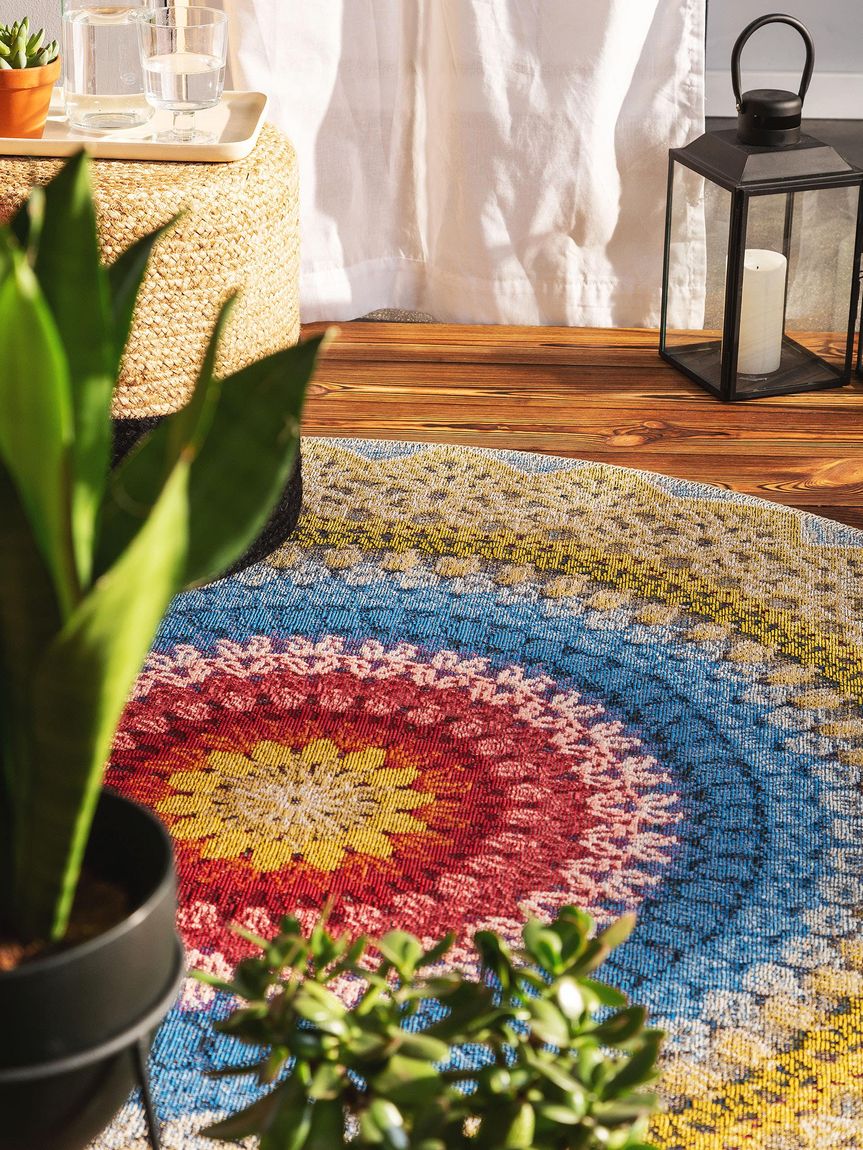In- & Outdoor Teppich rund Kenya Ø 160 cm rund Bunt