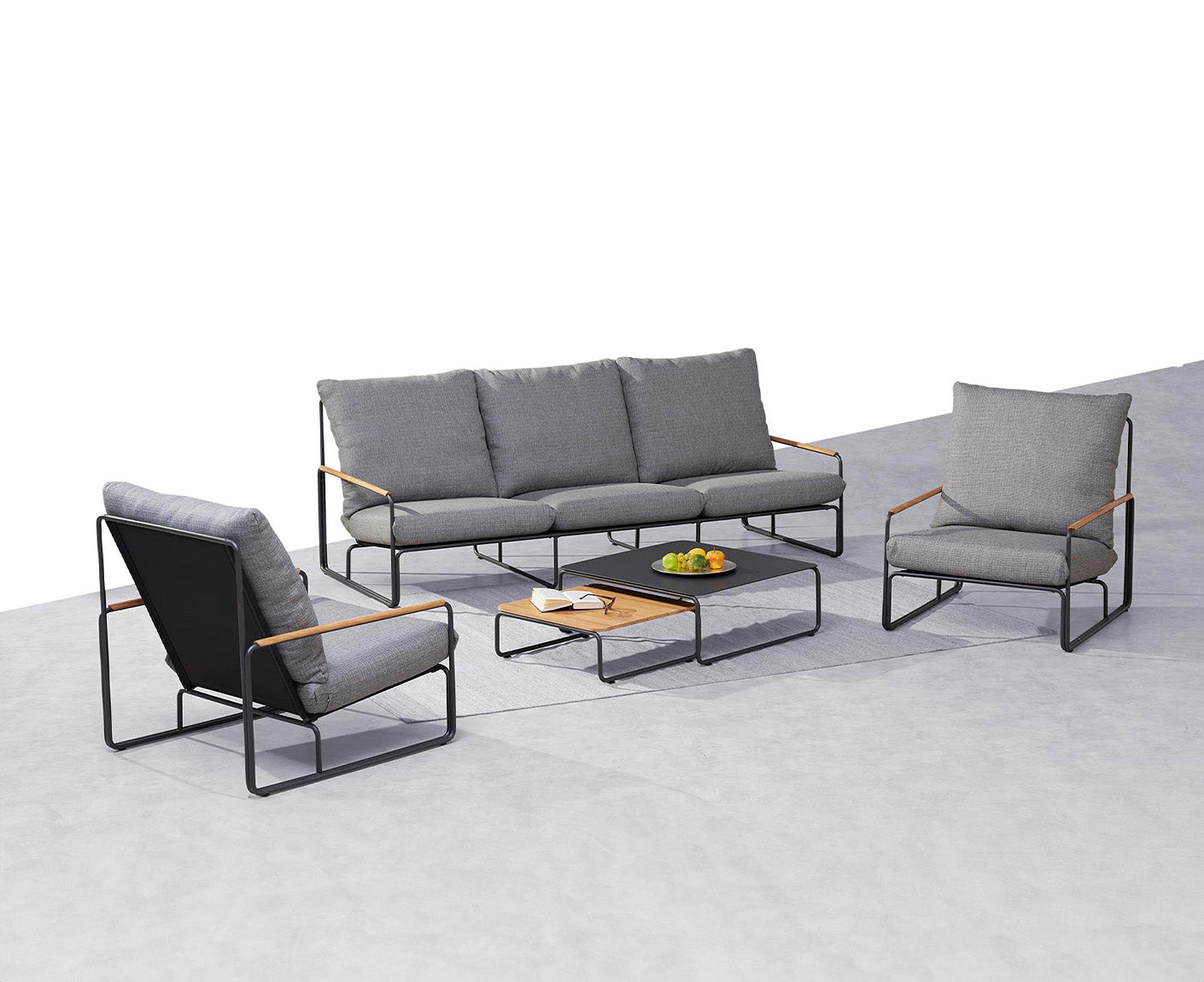 Portofino 5-tlg. Lounge-Gruppe Anthrazit / Teakholz