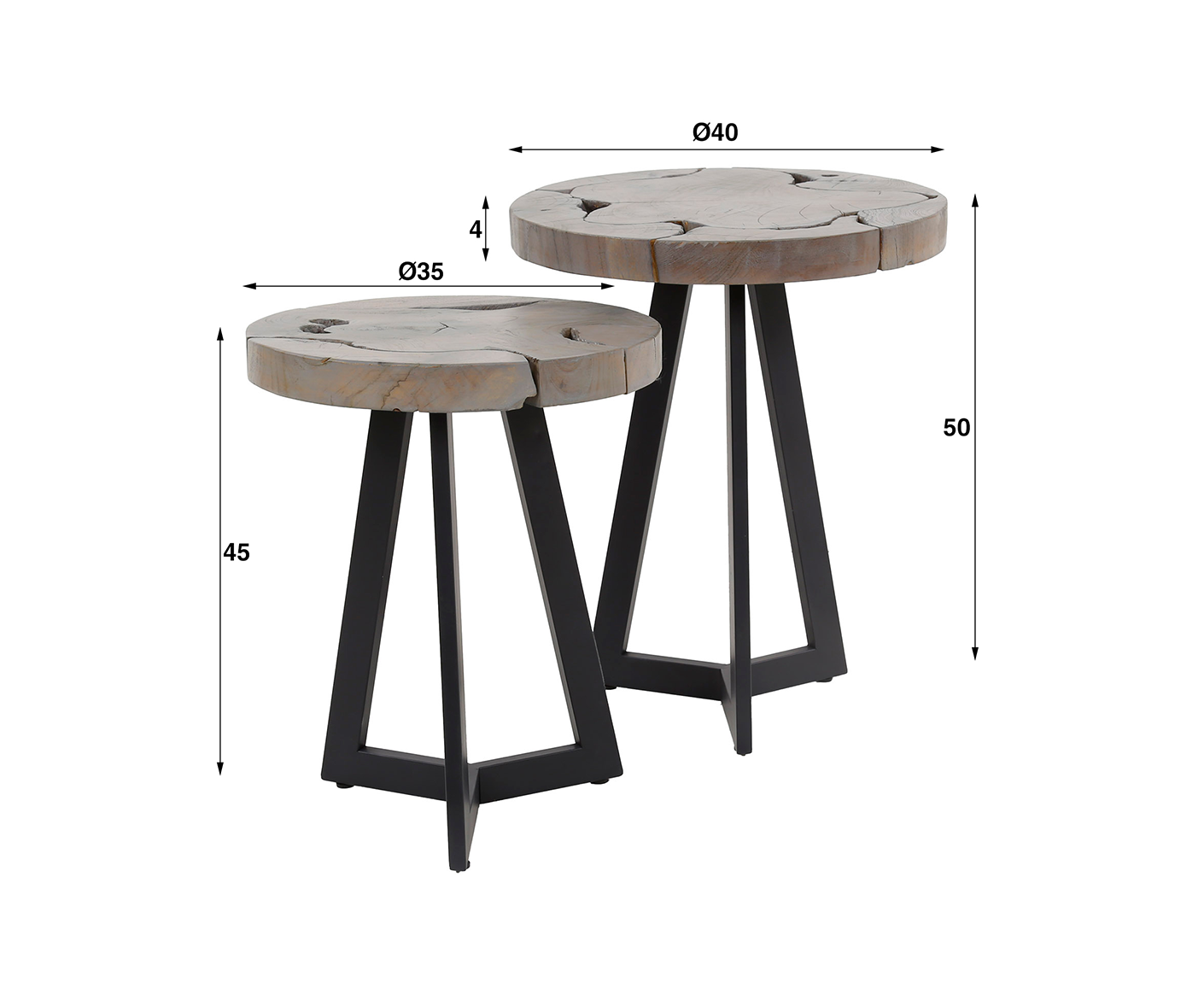 Beistelltisch 2er Set Grey Mix / Grau