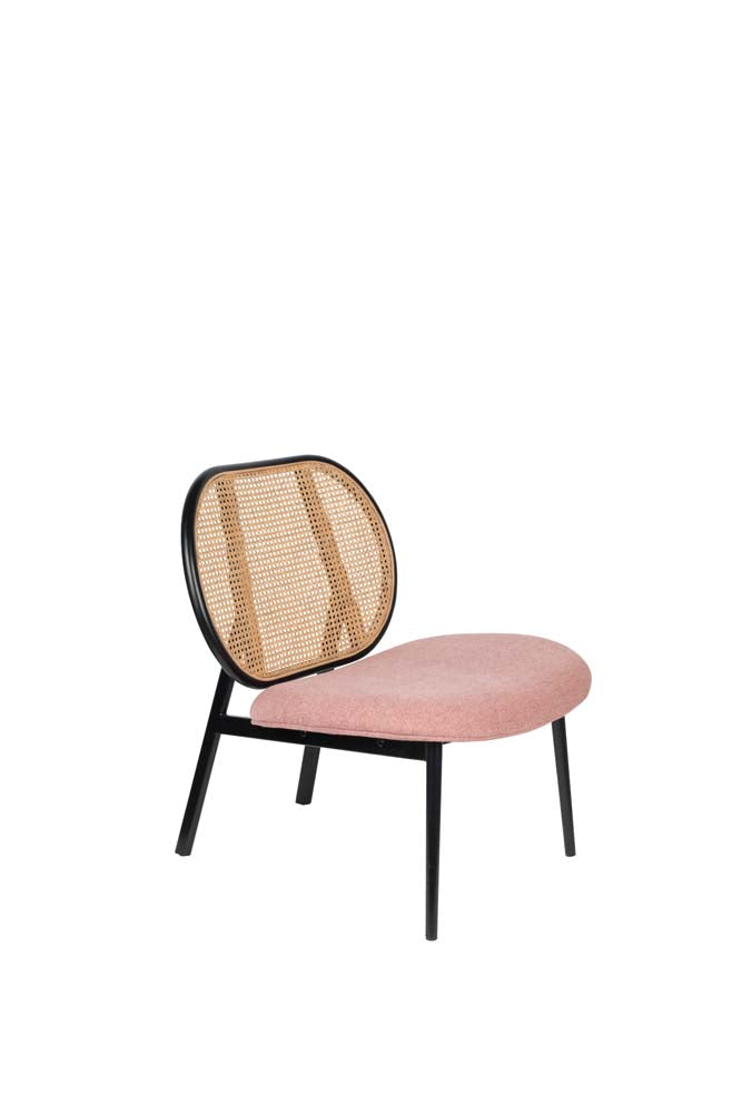 Spike Lounge Stuhl mit Rattanrücken Rosa