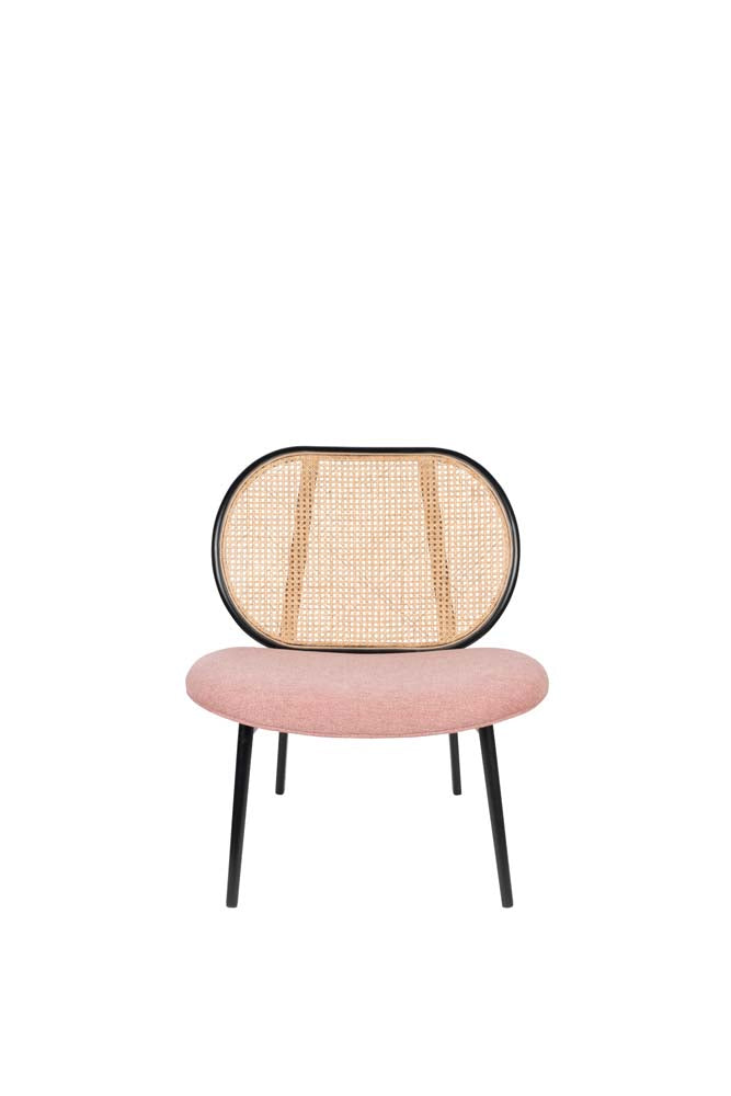 Spike Lounge Stuhl mit Rattanrücken Rosa