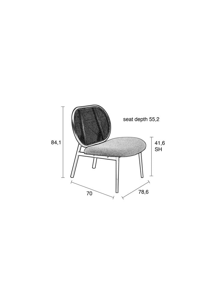 Spike Lounge Stuhl mit Rattanrücken Grau