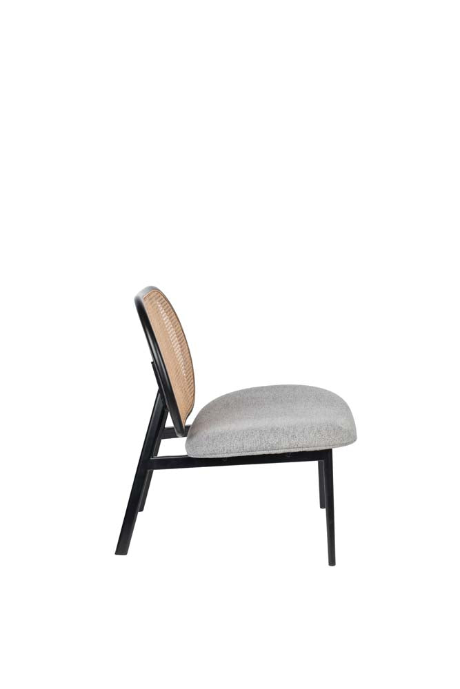 Spike Lounge Stuhl mit Rattanrücken Grau
