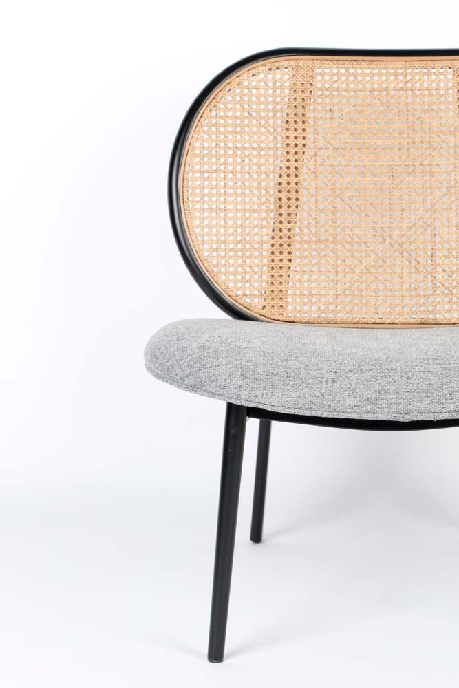 Spike Lounge Stuhl mit Rattanrücken Grau