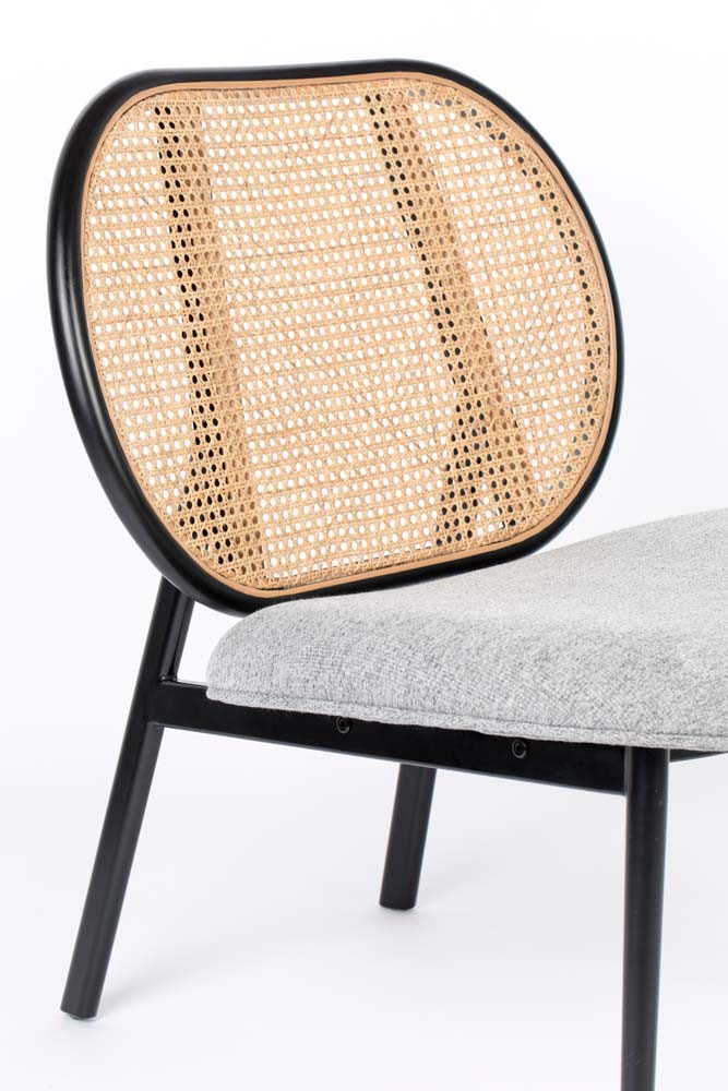 Spike Lounge Stuhl mit Rattanrücken Grau