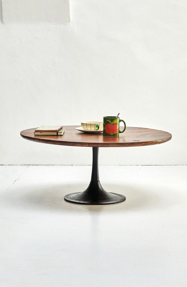 TOM TAILOR Couchtisch, mit Tellerfuß, 80x80 cm Antikbraun / Schwarz