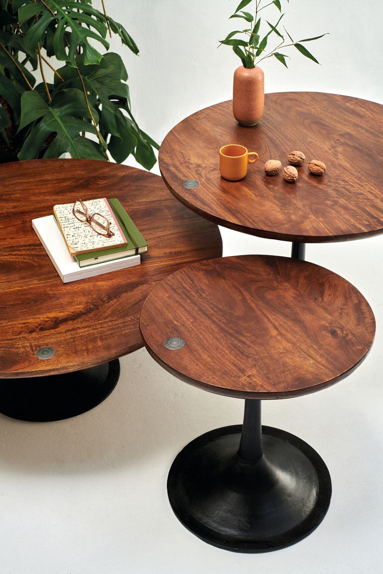 TOM TAILOR Couchtisch, mit Tellerfuß, 80x80 cm Antikbraun / Schwarz