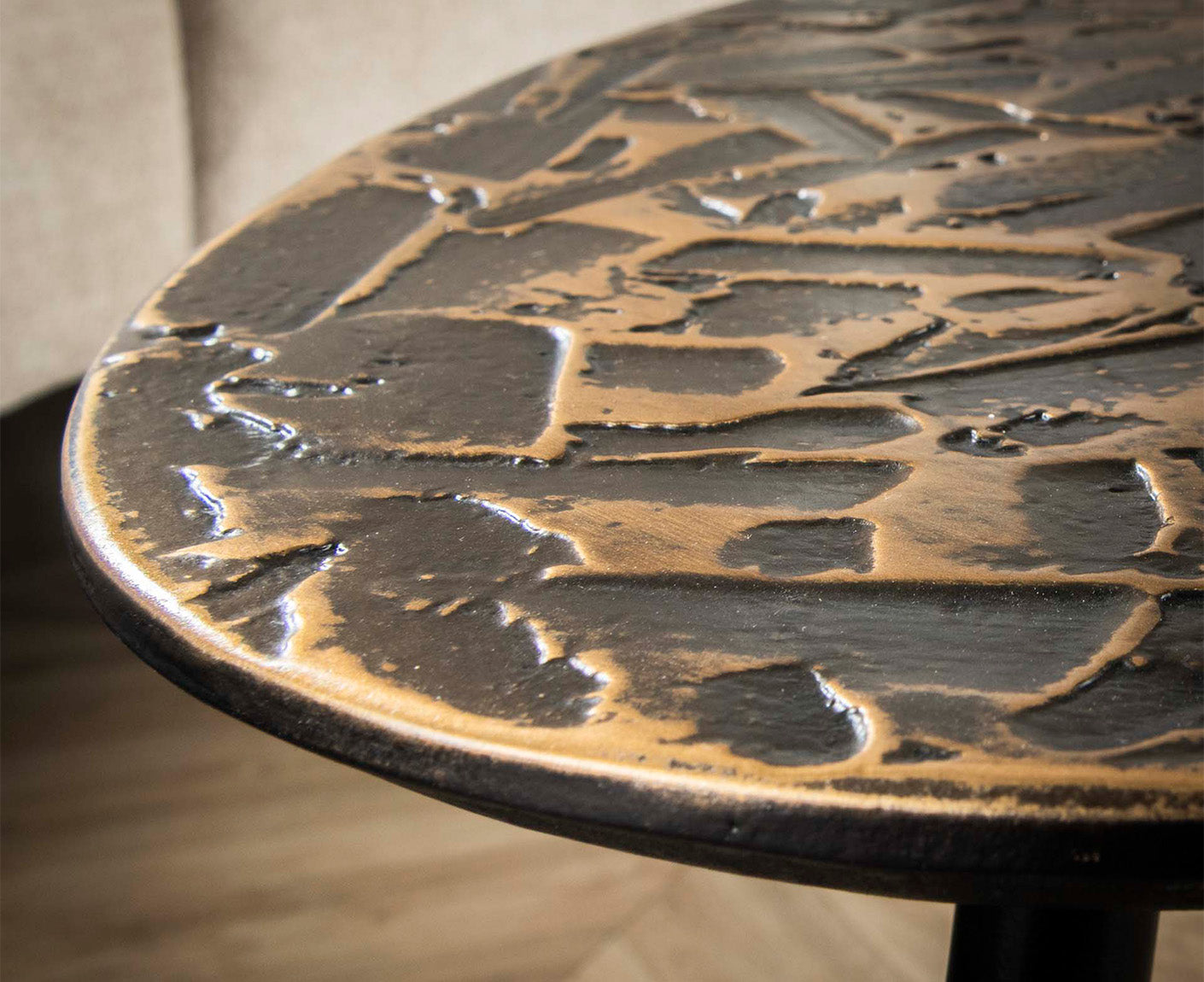 3er Set Couchtisch Patina Metal