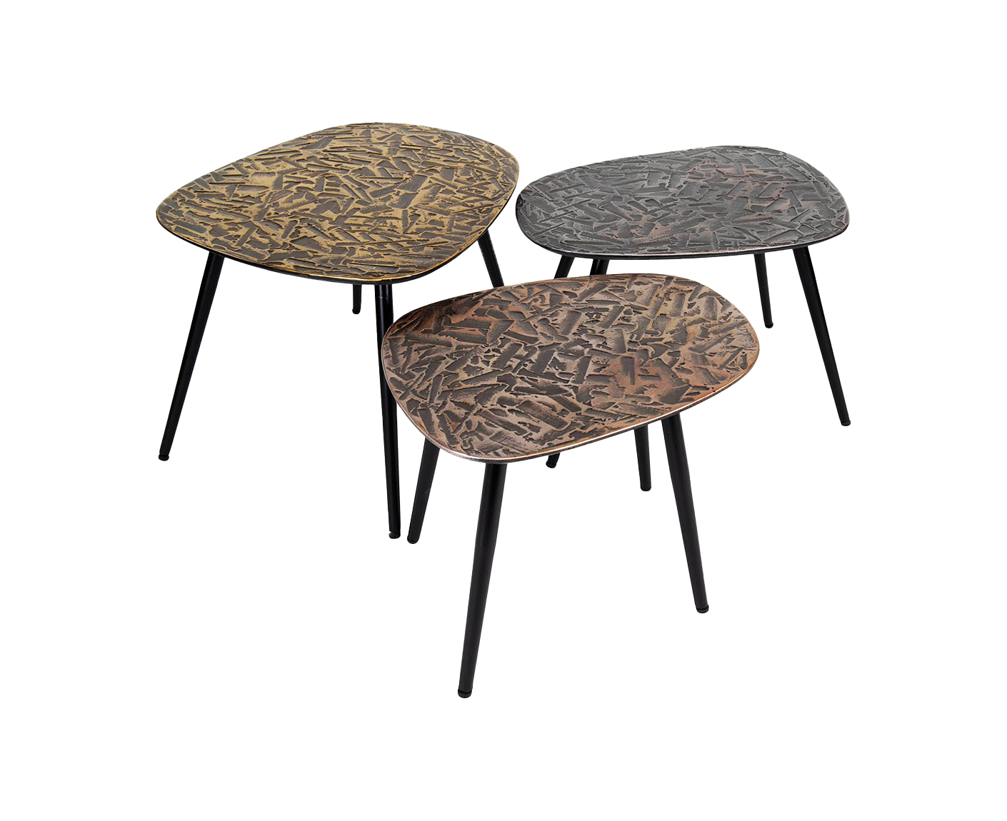 3er Set Couchtisch Patina Metal