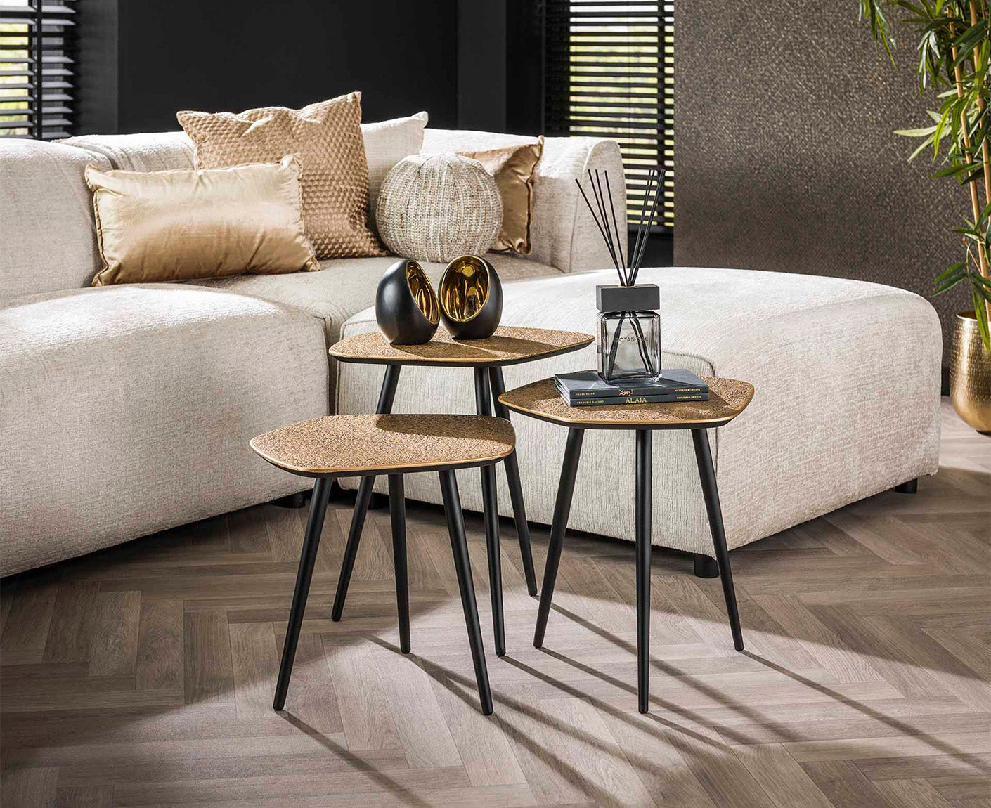 Couchtisch 3er Set Point Metallic / Antik Bronze
