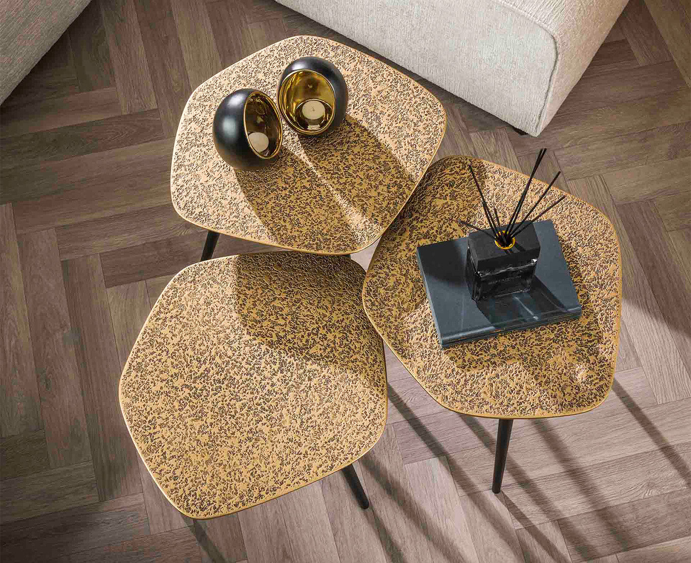 Couchtisch 3er Set Point Metallic / Antik Bronze