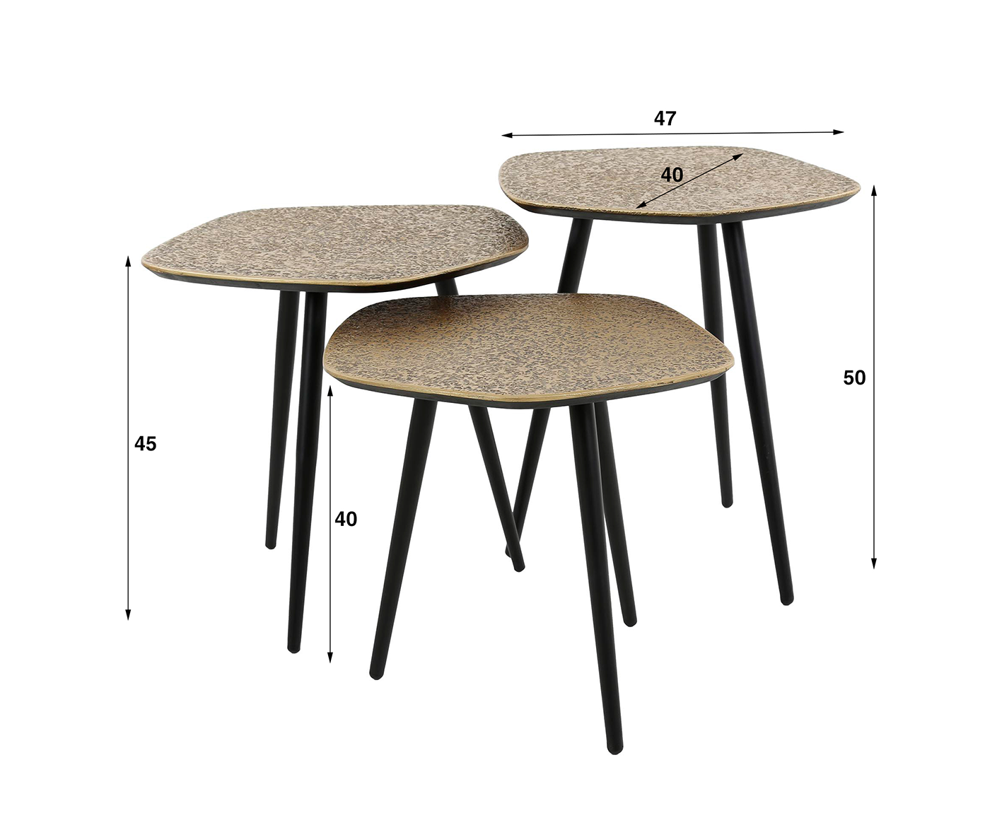 Couchtisch 3er Set Point Metallic / Antik Bronze