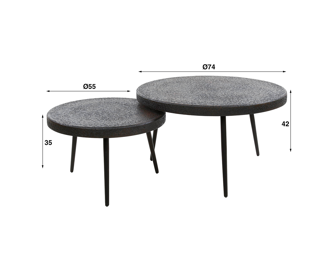 Couchtisch 2er Set Bulky Ferro / Ferro Metallic