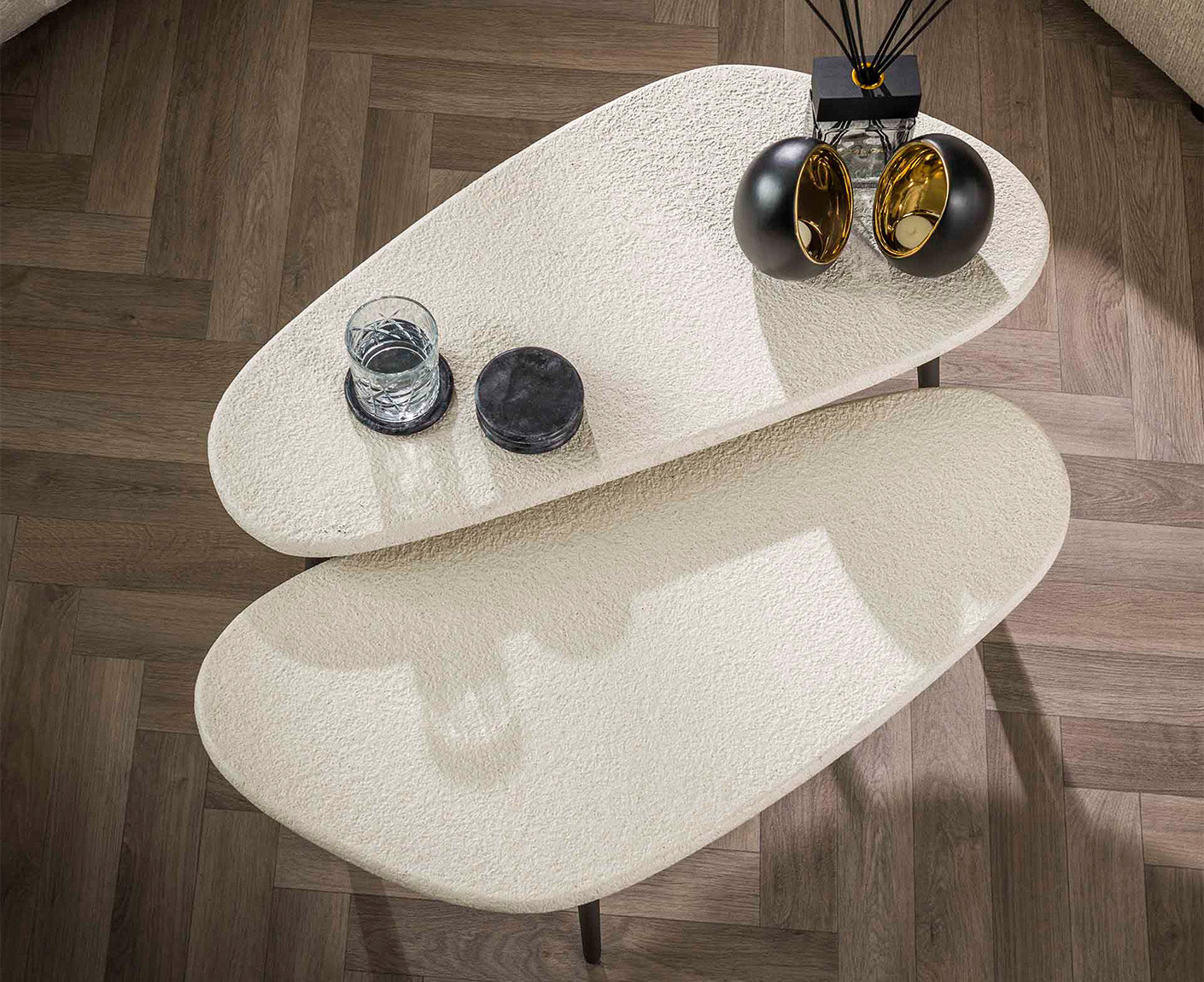 Couchtisch 2er Set Stone eckig / Marmor Composite