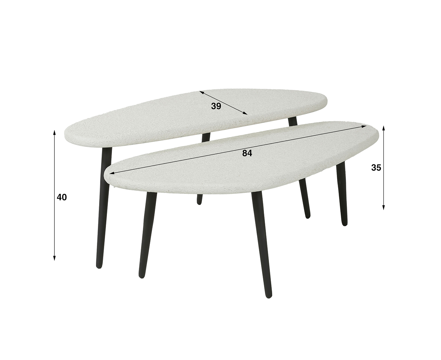 Couchtisch 2er Set Stone eckig / Marmor Composite