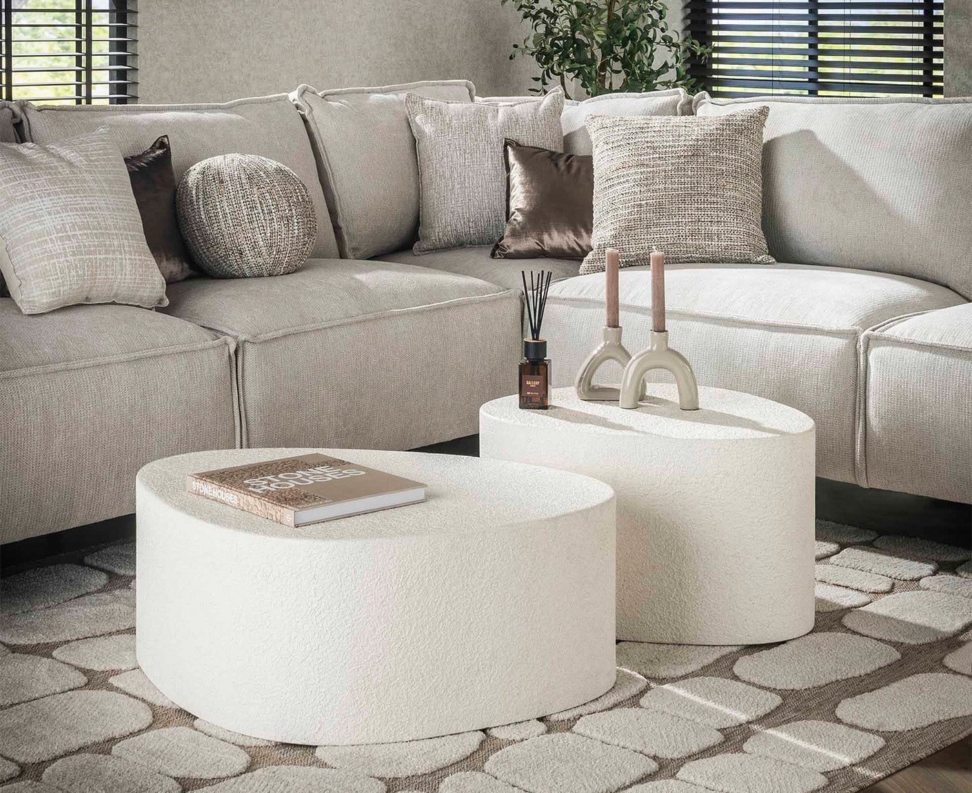 Couchtisch 2er Set dreieckig Stone / Marmor Composite