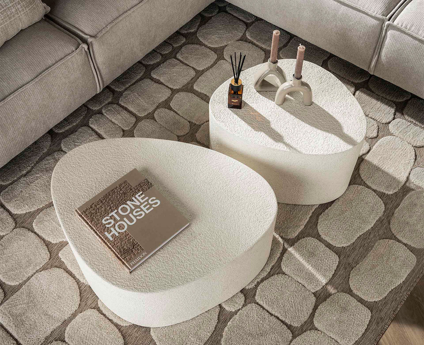 Couchtisch 2er Set dreieckig Stone / Marmor Composite