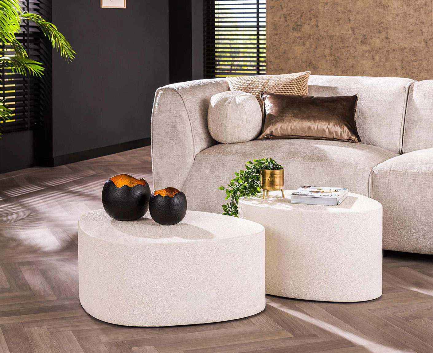 Couchtisch 2er Set dreieckig Stone / Marmor Composite