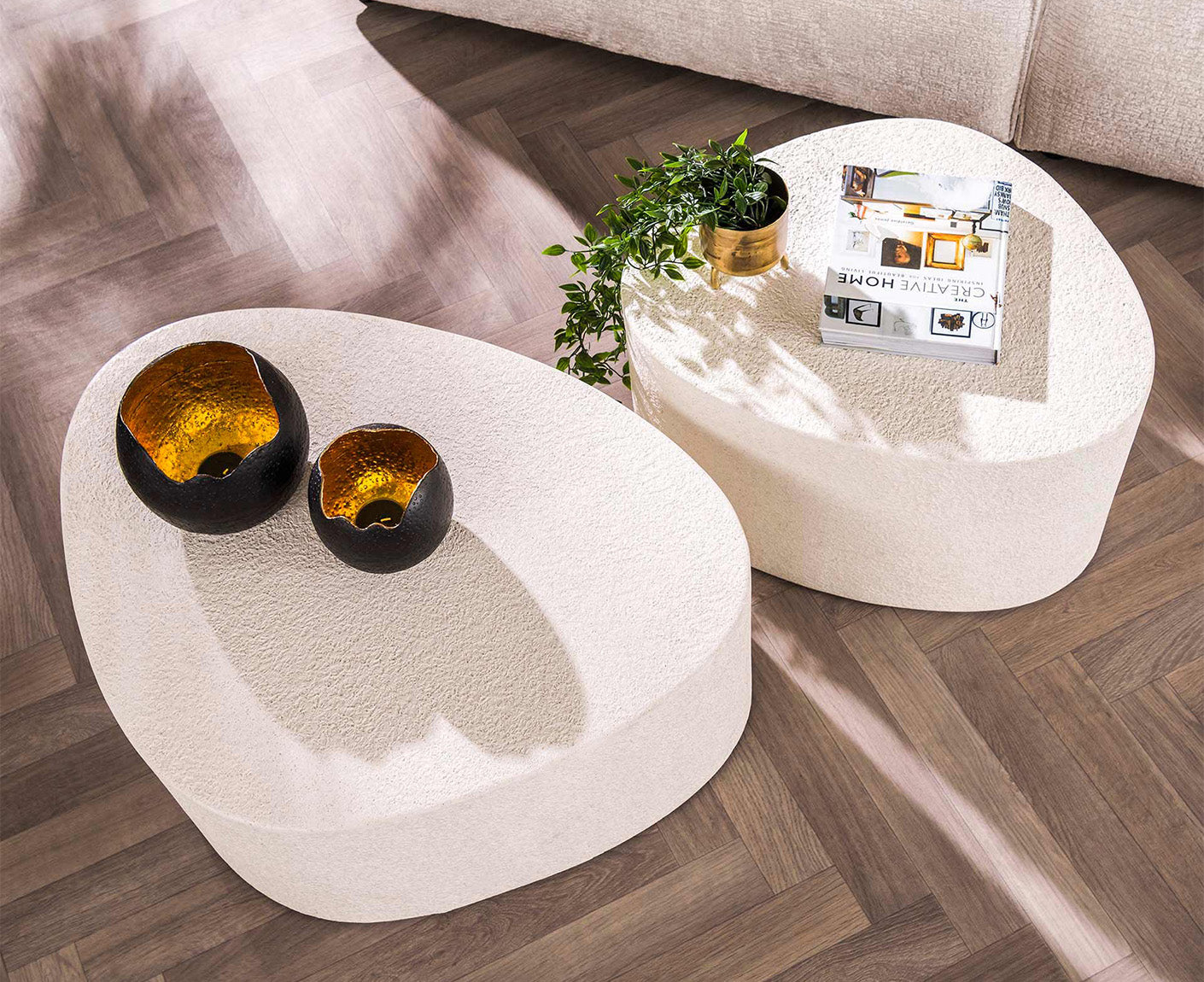 Couchtisch 2er Set dreieckig Stone / Marmor Composite