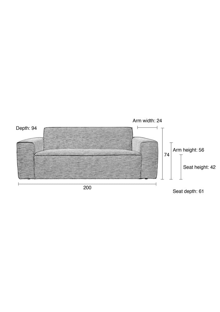 Bor 2,5-Sitzer Sofa Grau