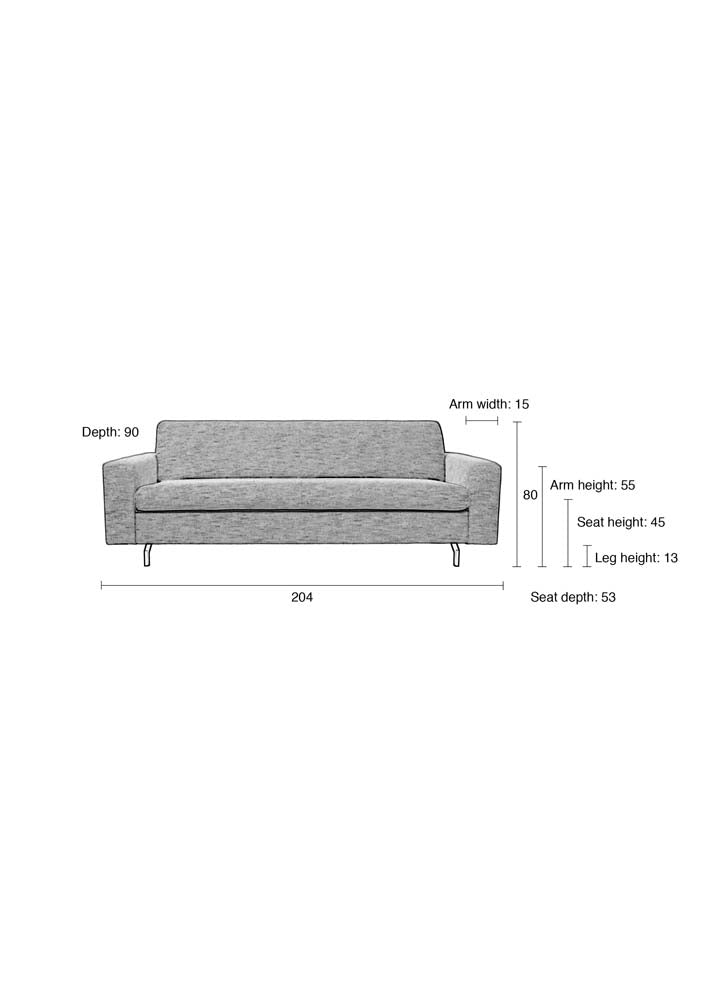 Jean 2,5-Sitzer Sofa Grau