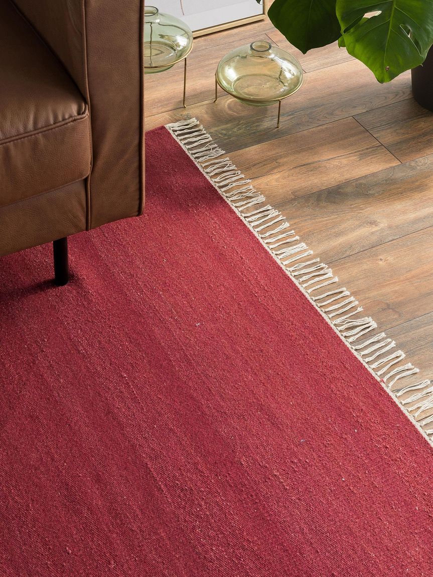 Wollteppich Mala 200x300 cm Dunkelrot