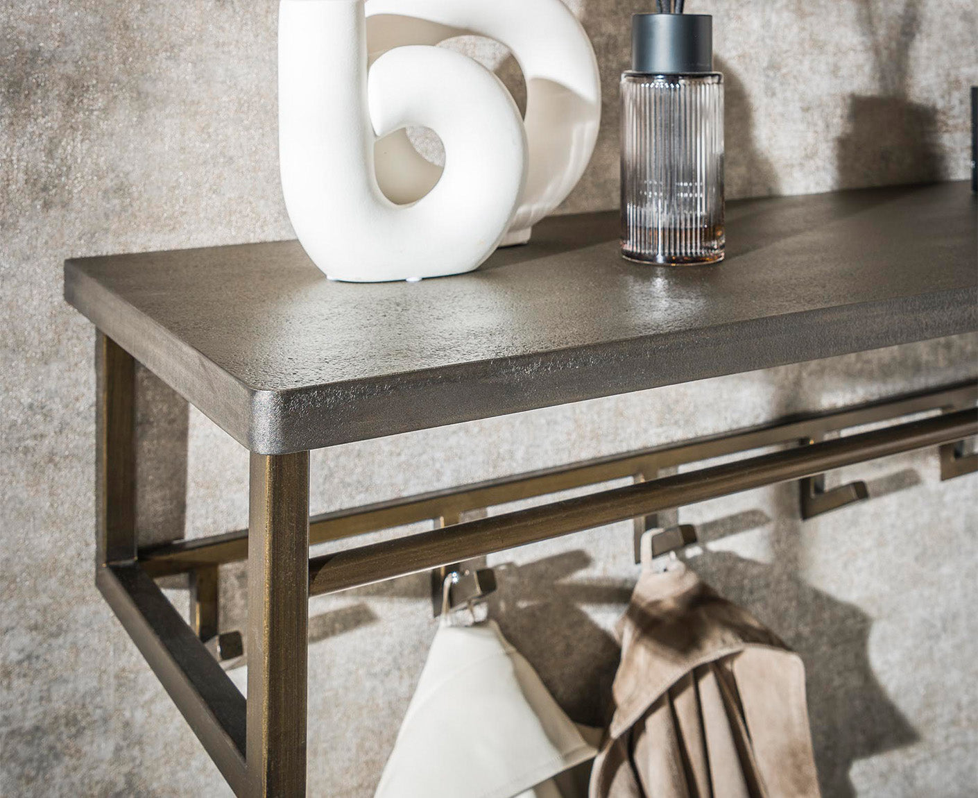 Garderobe Ferro 6 x Haken mit Hutablage Antik Bronze