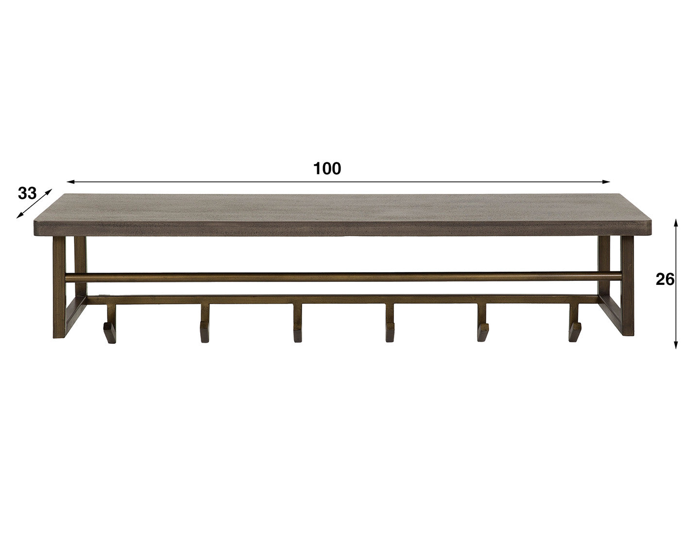 Garderobe Ferro 6 x Haken mit Hutablage Antik Bronze