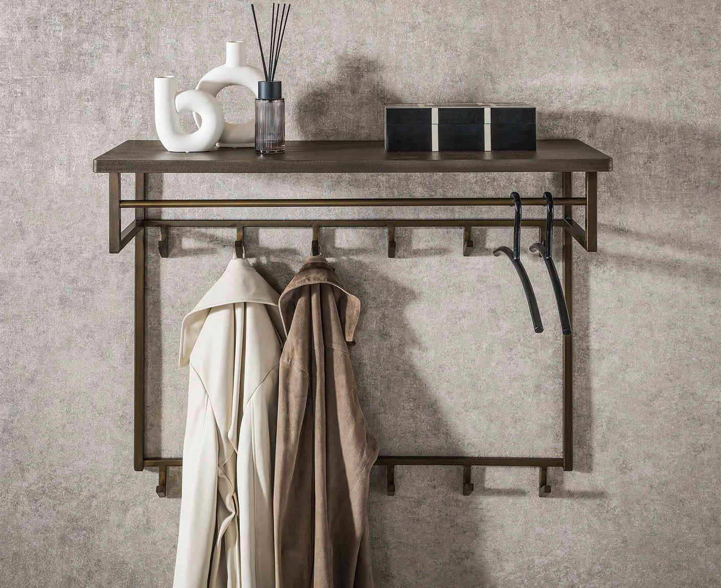 Garderobe Ferro vertikal 12 x Haken Antik Bronze