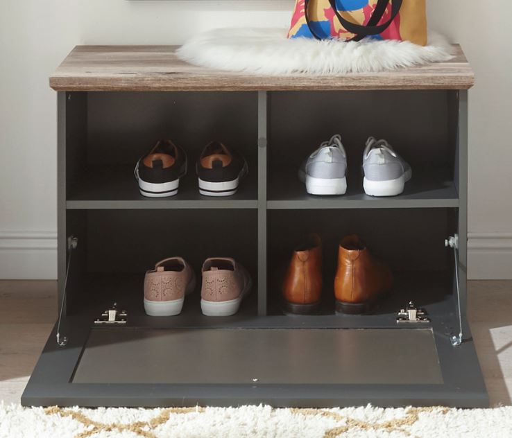 Toskana Schuhbank Grau / Timber Wood