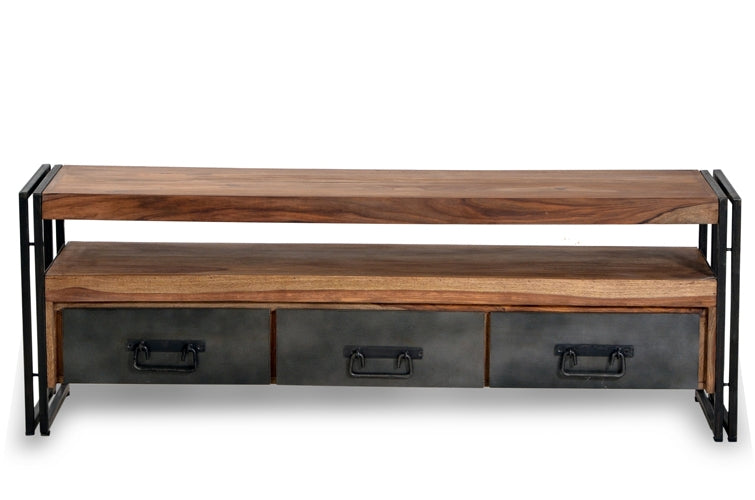 PANAMA Lowboard, mit 3 Schubladen, Natur / Antikschwarz