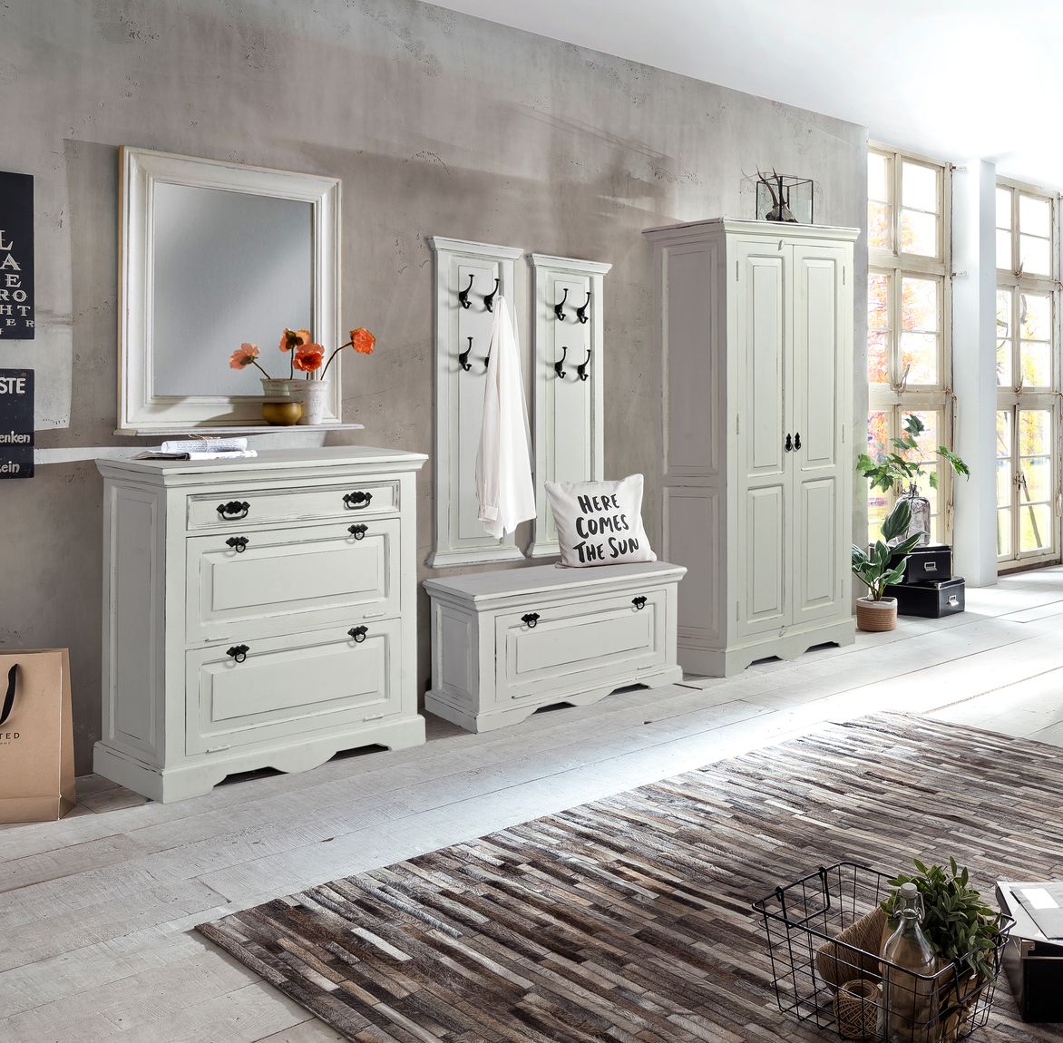 TOLEDO Schuhschrank klein Antikweiß