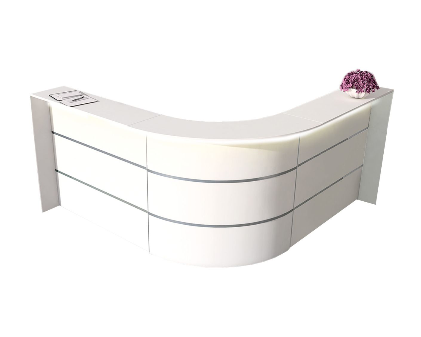 Bari Empfangstheke 235 x 235 cm gebogen Weiß / Weiß