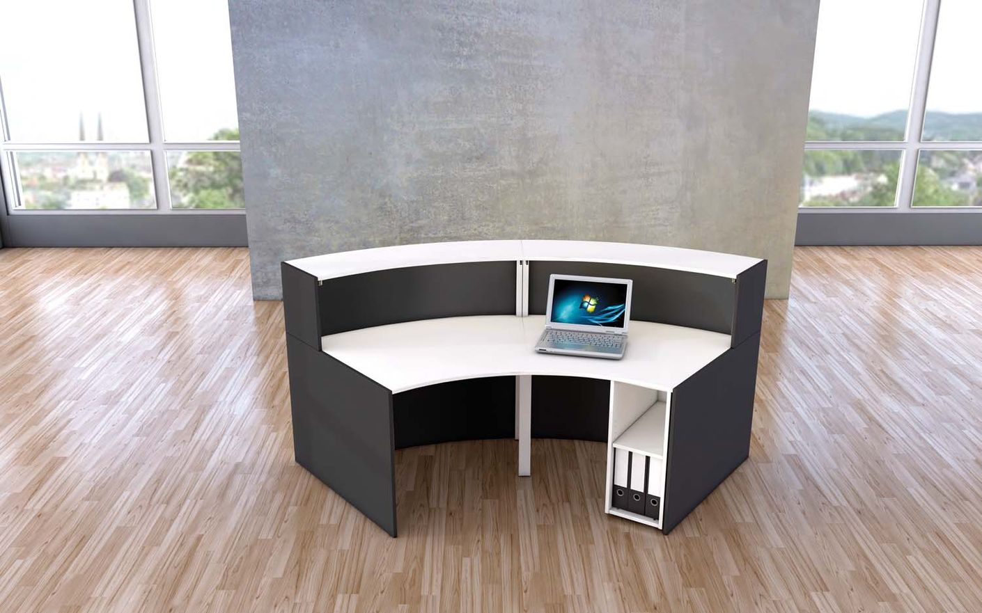 Bari Empfangstheke 257x123 cm gebogen Anthrazit