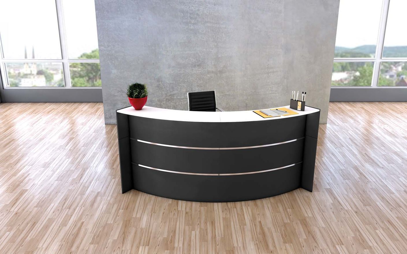 Bari Empfangstheke 257x123 cm gebogen Anthrazit