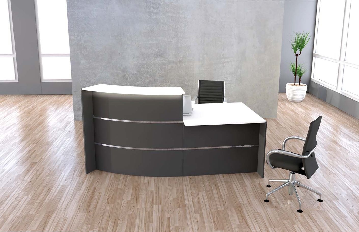 Bari Empfangstheke 231x123 cm gebogen Anthrazit