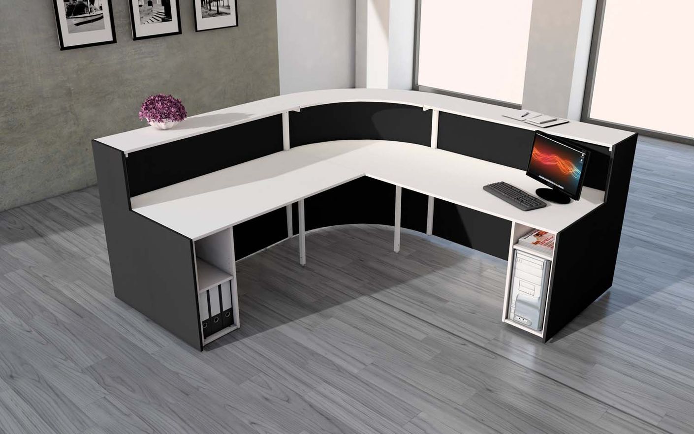 Bari Empfangstheke 235x235 cm gebogen Anthrazit