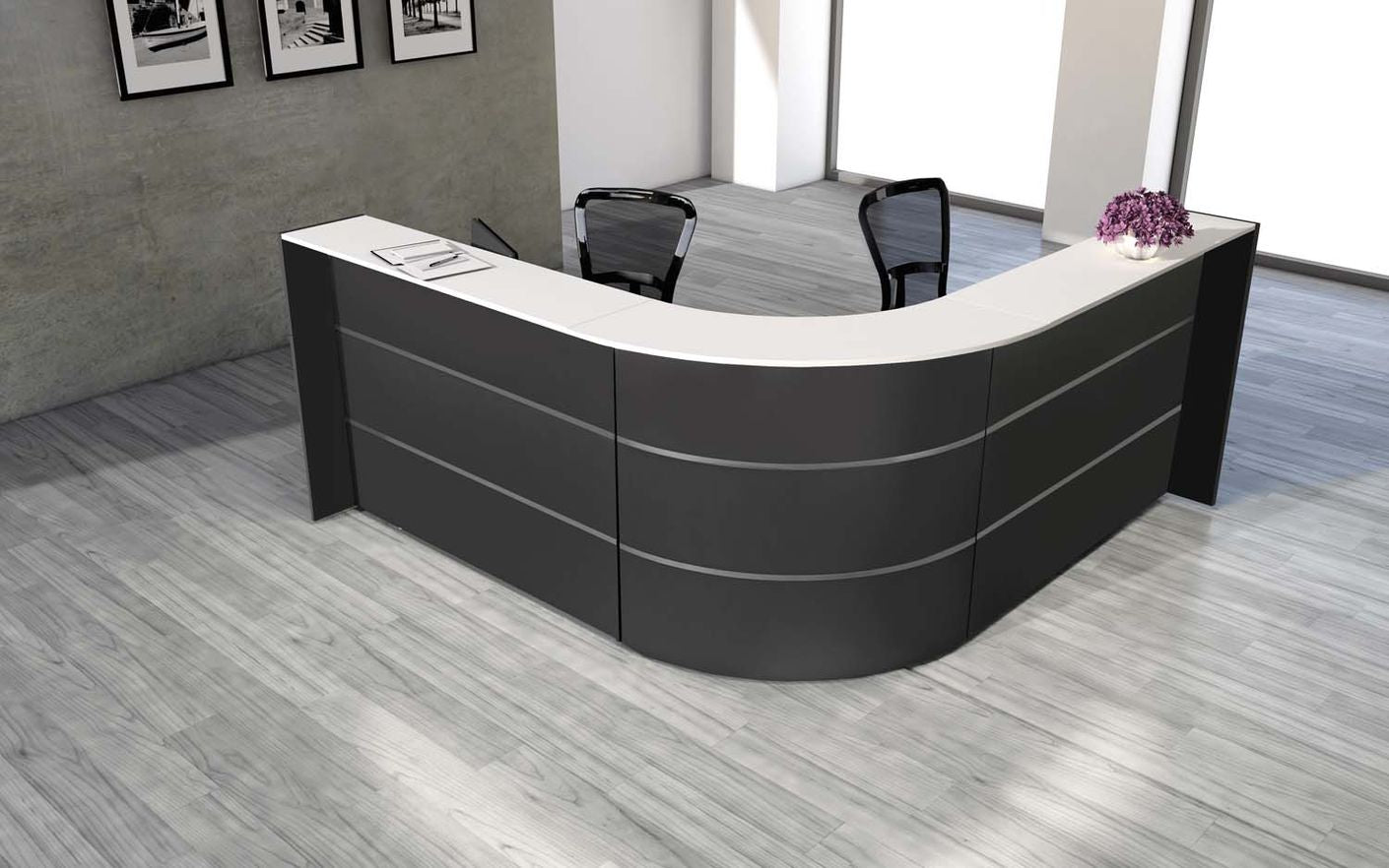 Bari Empfangstheke 235x235 cm gebogen Anthrazit