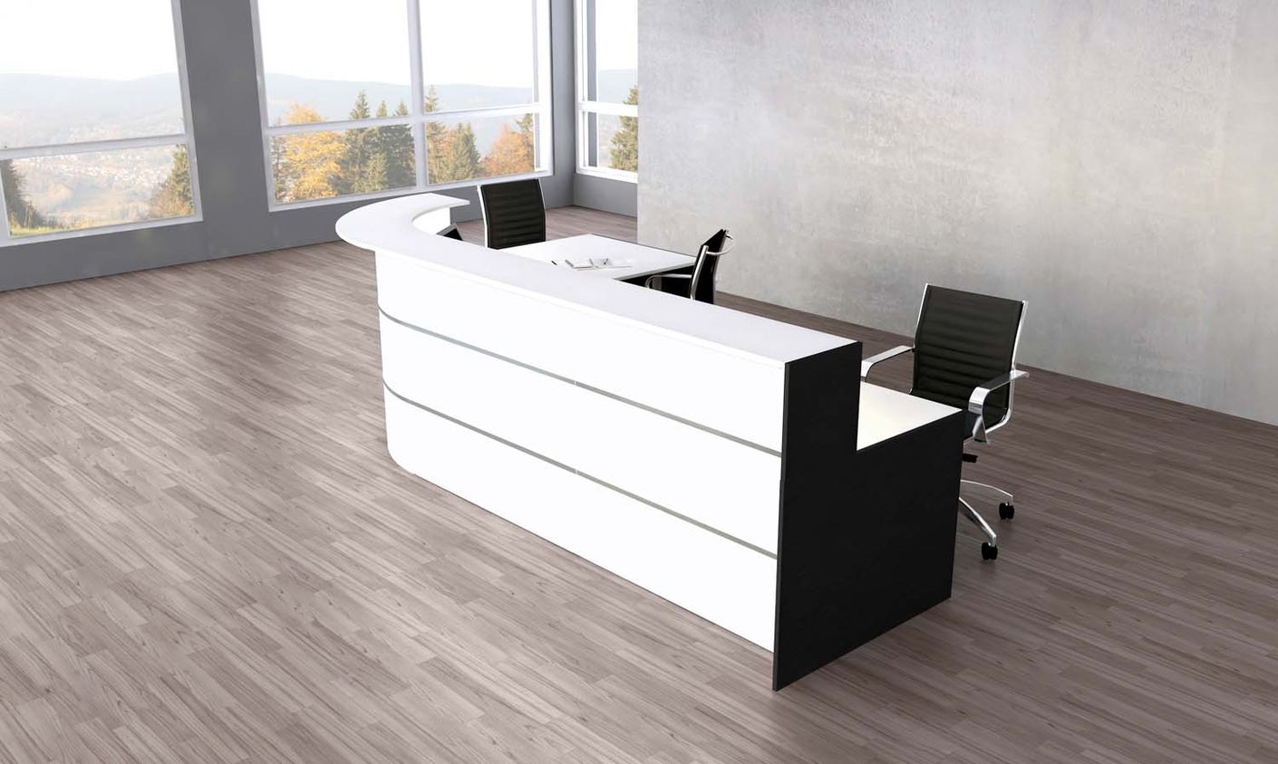 Bari Empfangstheke 370x200 cm gebogen Weiß