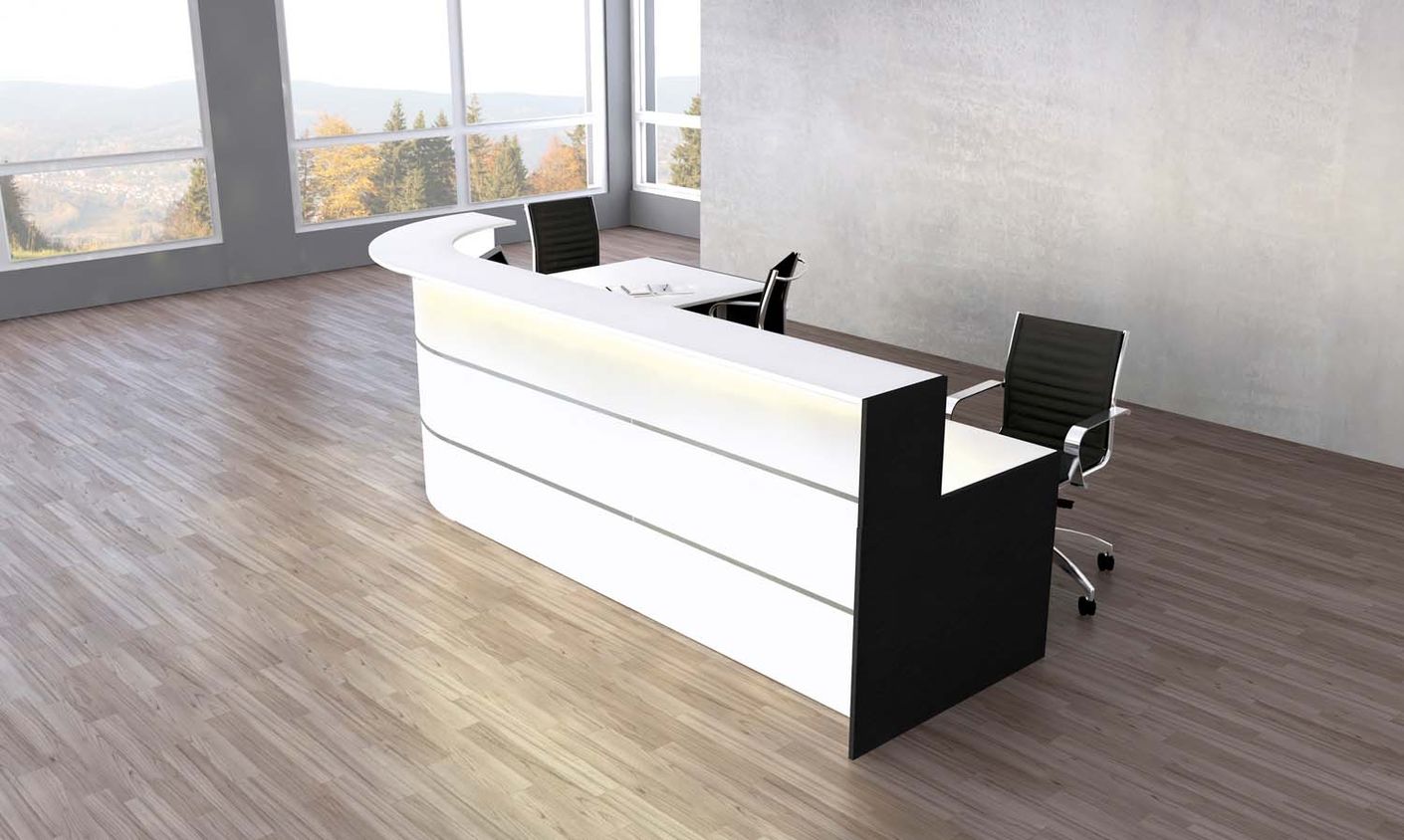 Bari Empfangstheke 370x200 cm gebogen Weiß