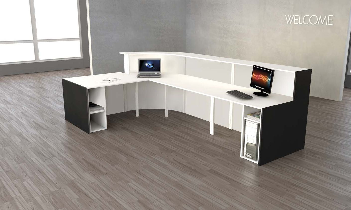 Bari Empfangstheke 370x200 cm gebogen Weiß