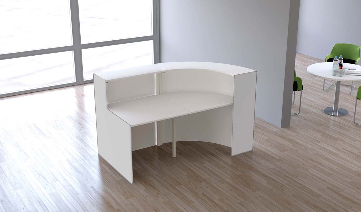 Bari Empfangstheke175x95 cm, gebogen, Weiß