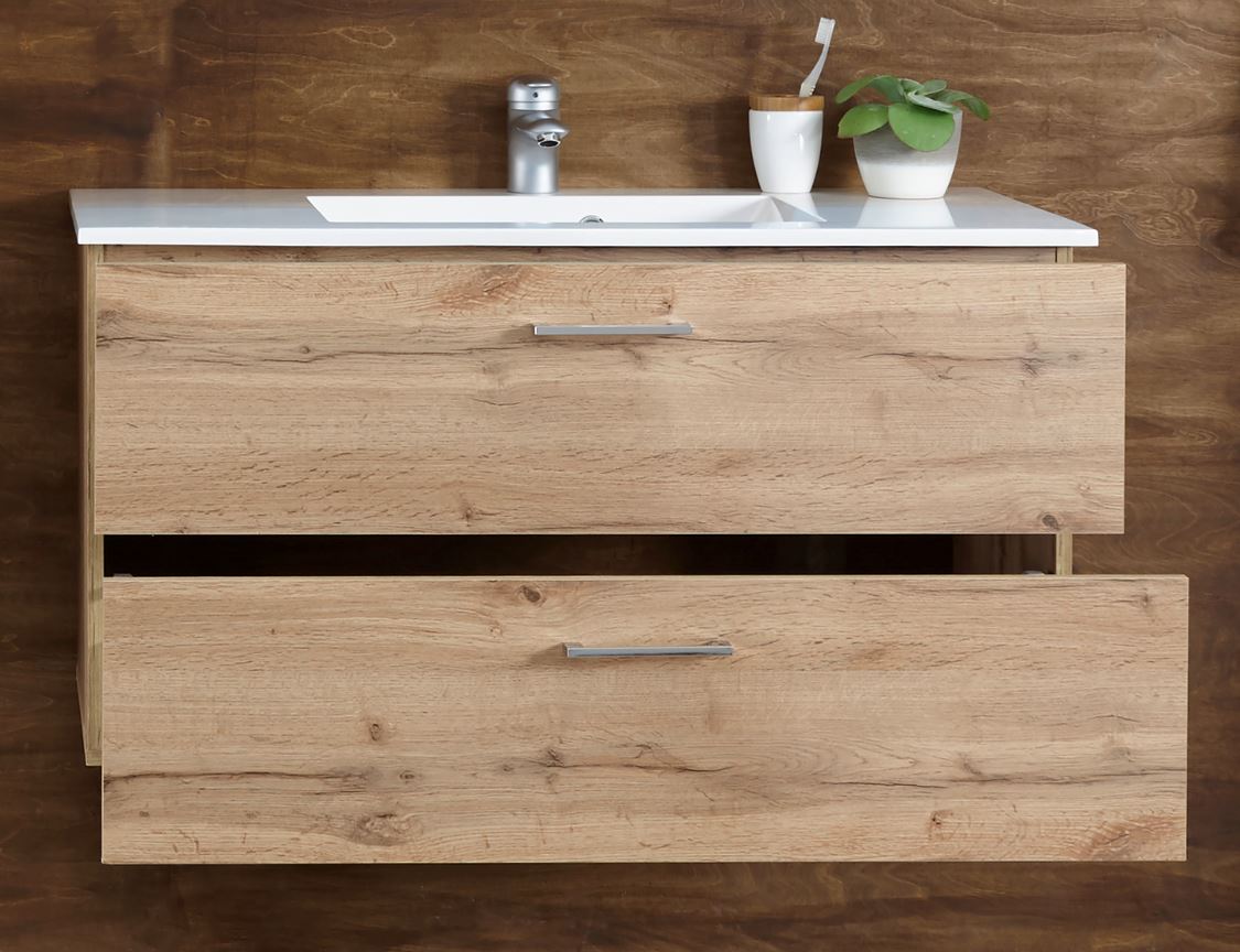 BEST Waschbeckenunterschrank (WBU) inkl. Becken Wildeiche