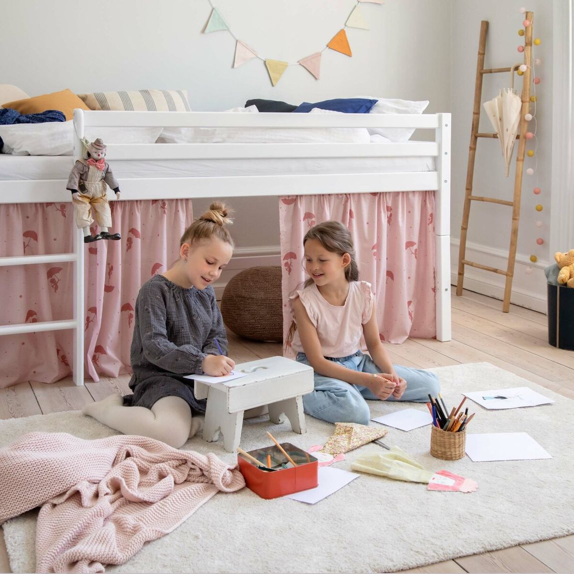 Hoppekids Sandmännchen (Ole Lukoie) Vorhang für Halbhochbett, Rot